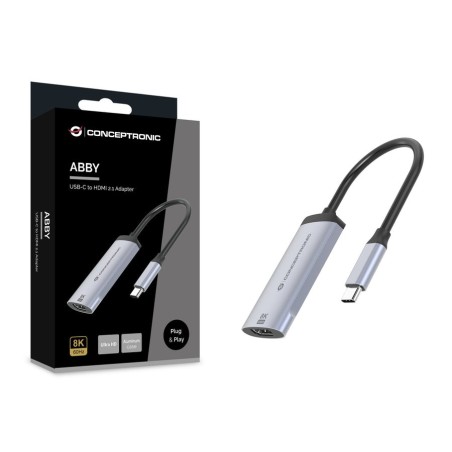 Adaptador usb-c a hdmi 2.1 conceptronic 8k 60hz carcasa aluminio abby23g