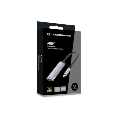 Adaptador usb-c a hdmi 2.1 conceptronic 8k 60hz carcasa aluminio abby23g