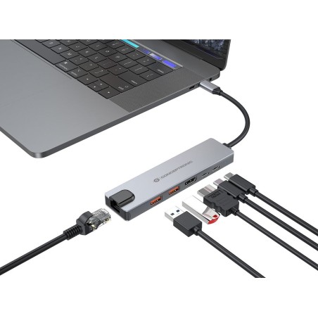 Docking usb-c 6-in-1 conceptronic 1xhdmi 4k 2xusb-a  3.1 1xusb-c 2xusb-c pd140w 1xrj45 giga