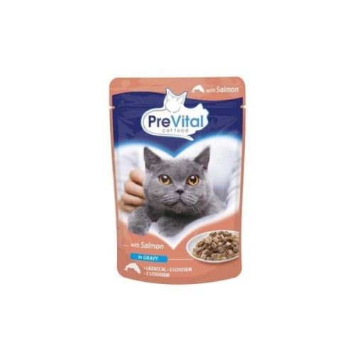 Comida húmeda para gatos prevital salmon in gravy  100g