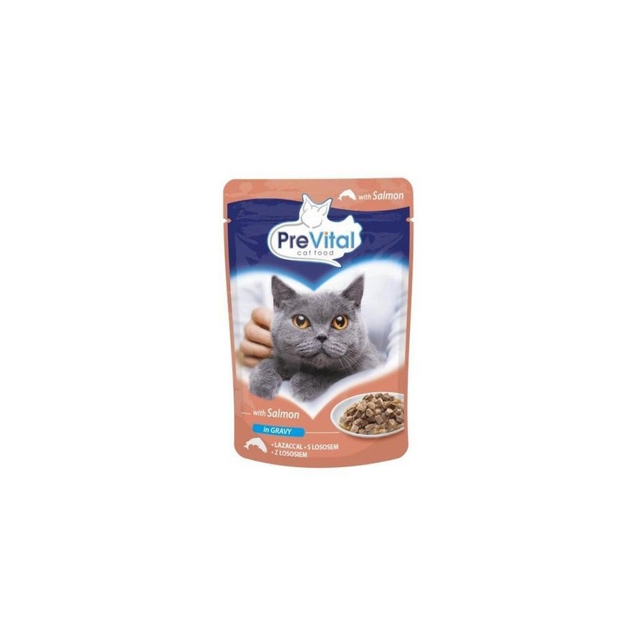 Comida húmeda para gatos prevital salmon in gravy  100g