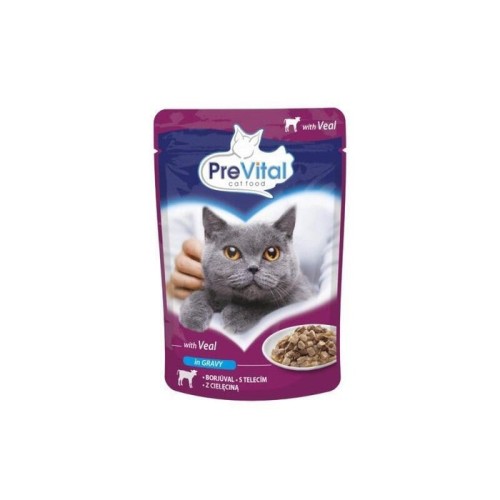 Comida húmeda para gatos prevital veal in gravy  100g