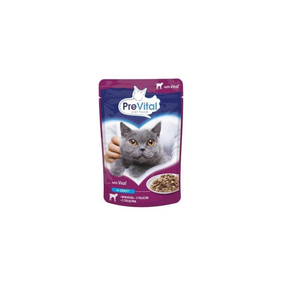 Comida húmeda para gatos prevital veal in gravy  100g