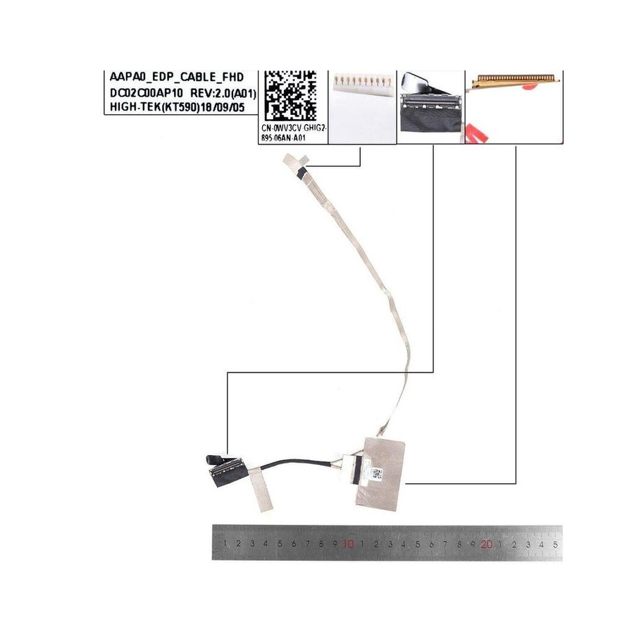 Cable lcd led dell precision 7510 7520 m7510 m7520 p53f 30 pines dc02c00ap10 0wv3cv