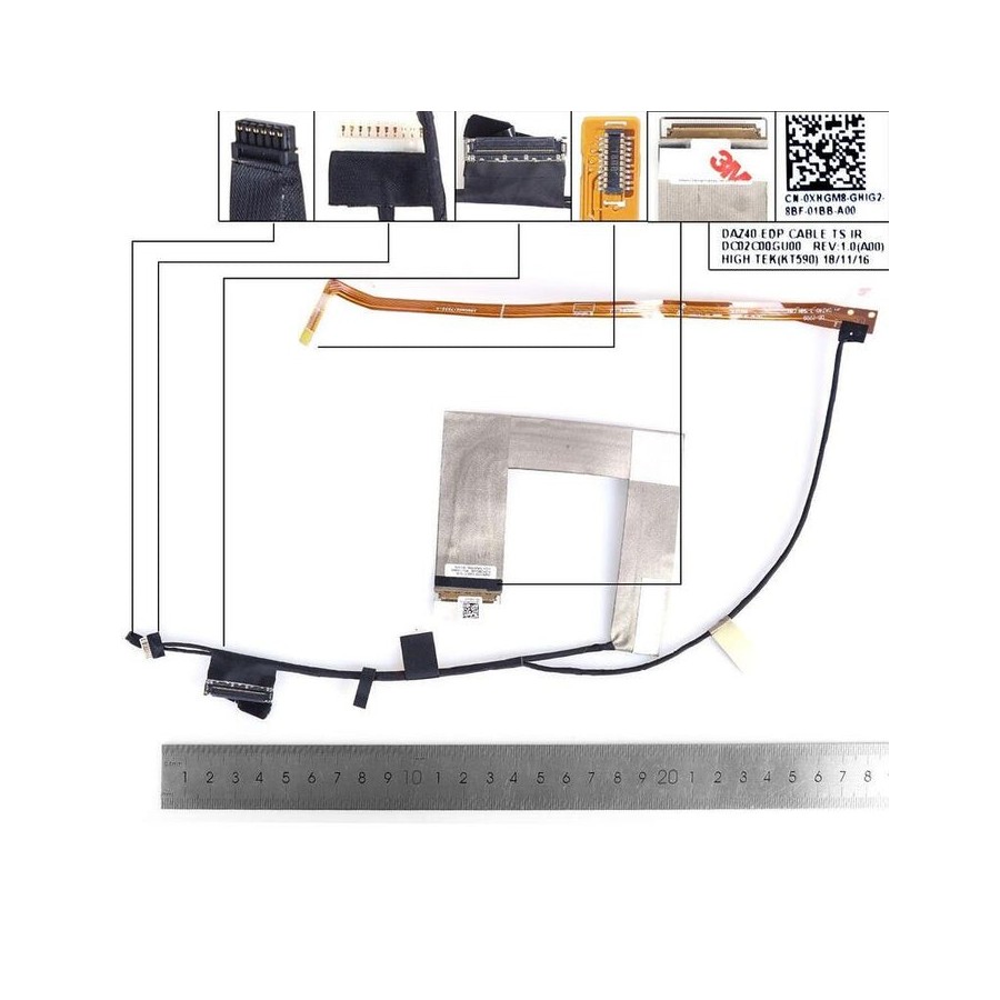 Cable lcd led dell latitude e7490 7490 con táctil ir 40pin dc02coogu0o 0xhgm8