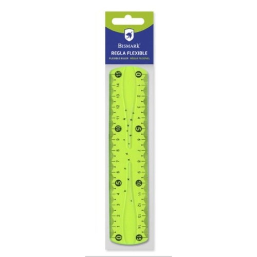 Bismark regla flexible 15cm - fabricada en pvc - ideal para colegio - colores rosa y verde aleatorios