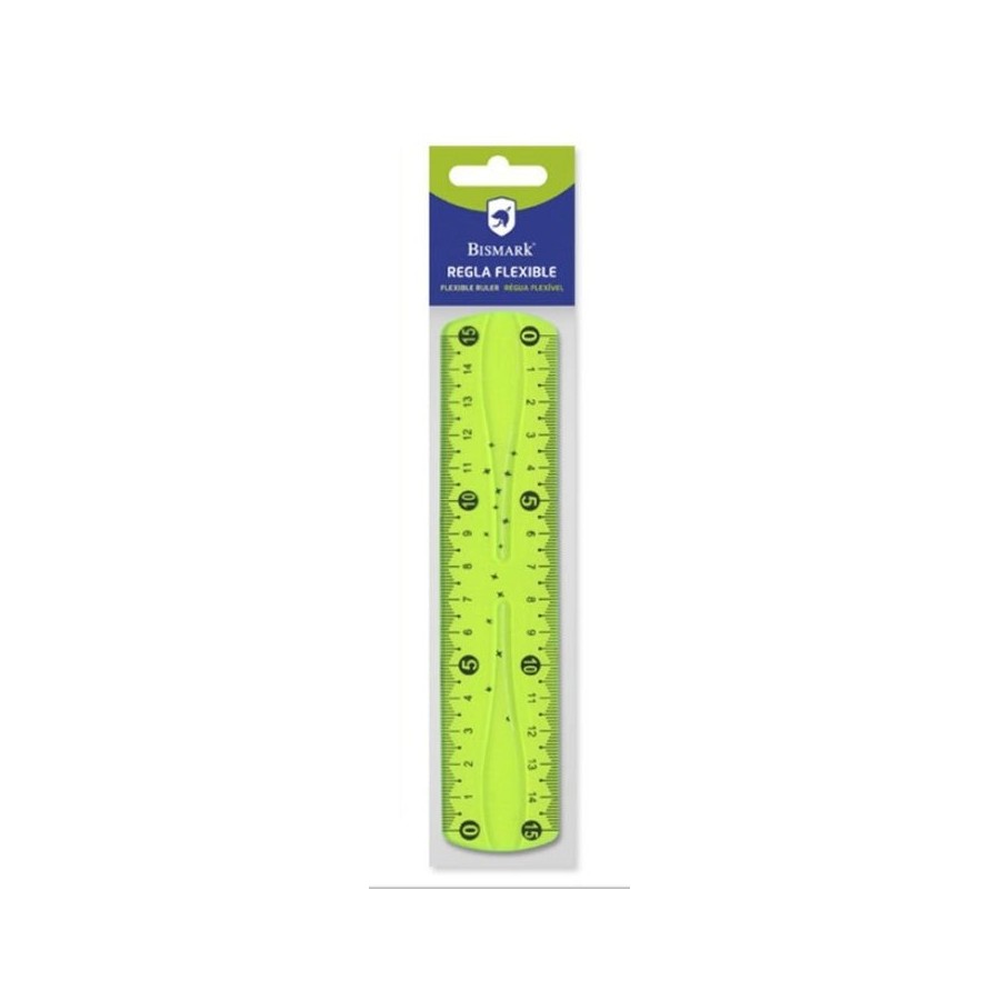 Bismark regla flexible 15cm - fabricada en pvc - ideal para colegio - colores rosa y verde aleatorios