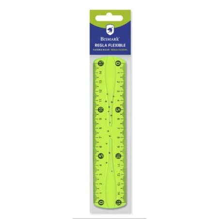 Bismark regla flexible 15cm - fabricada en pvc - ideal para colegio - colores rosa y verde aleatorios