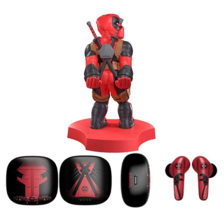 Mini cable guy + auriculares inalambricos deadpool marvel