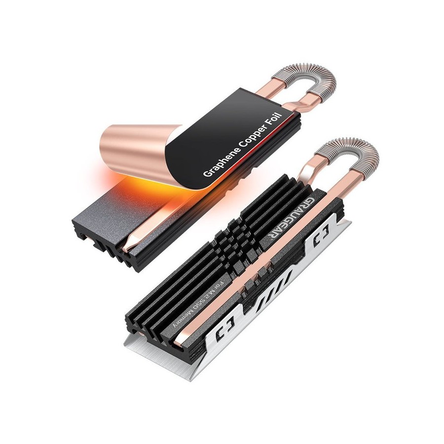 Disipador de calor graugear heatpipe ssd m.2 nvme 2280 graphene-copper