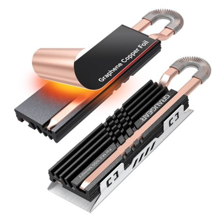 Disipador de calor graugear heatpipe ssd m.2 nvme 2280 graphene-copper