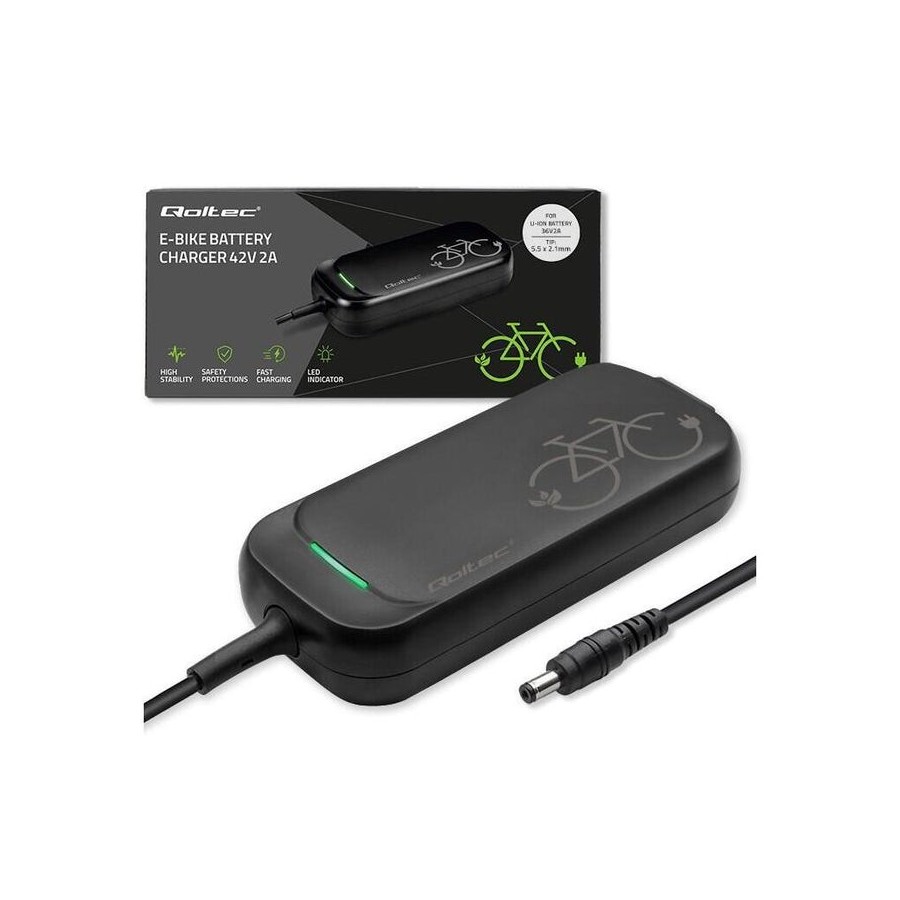 Cargador para bicicleta eléctrica scooter 36v 42v 2a 5.52.1 impermeable + cable de alimentación