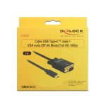 Delock cable usb type-c  vga m/m (dp alt mode) full hd 1080p 2m black