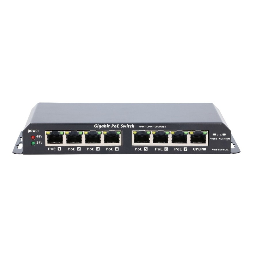 Extralink ex.1025 extralink 8-port gbe unmanaged poe switch 18-57v dc, in set 24v 60w poweradapter