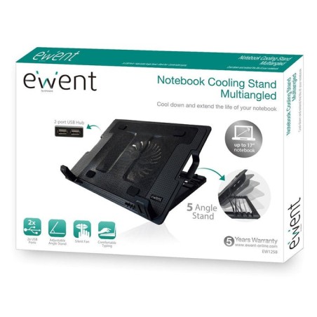 Ewent disipador portatil hasta 17"1 ventilador 2 puertos usb ew1258