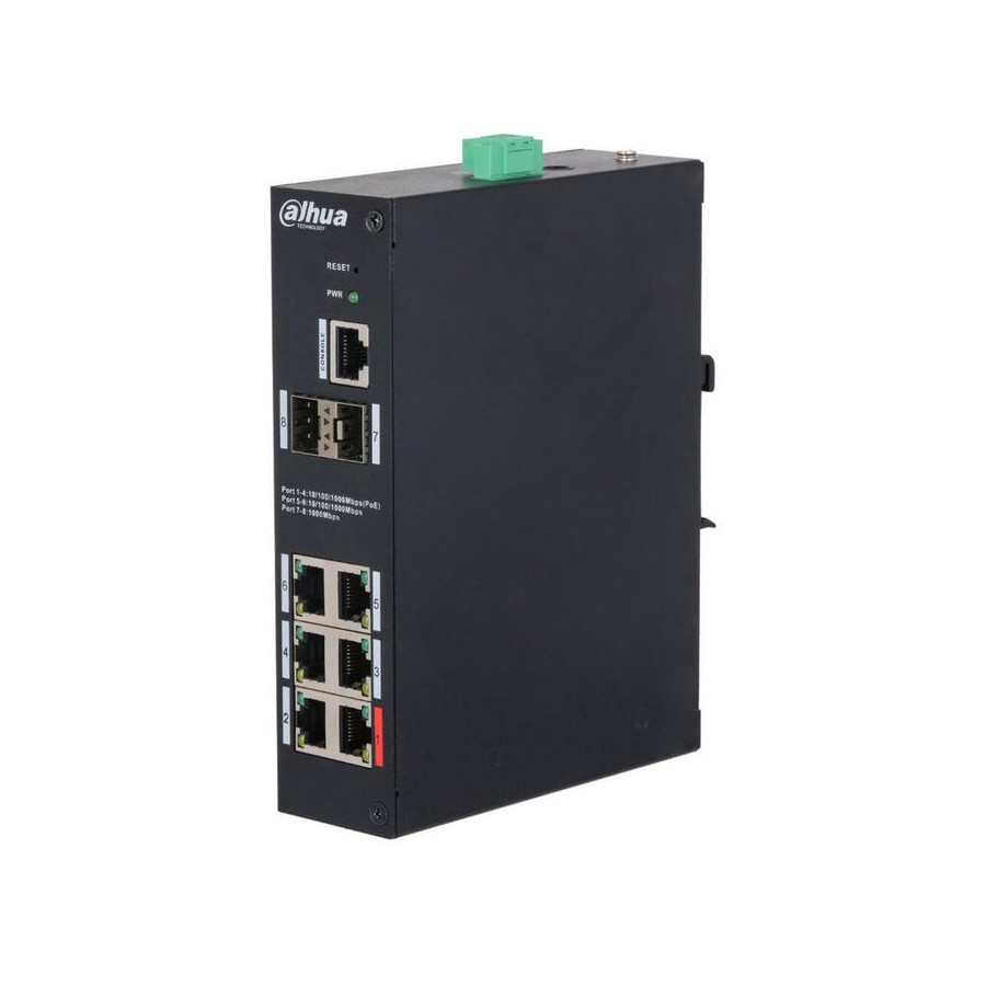 Dahua hs4208-4gt-90 switch hardened poe 6 puertos gigabit +2rj45 gigabit +2sfp gigabit 90w manejable layer2