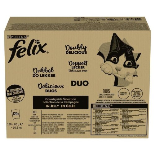 Comida húmeda para gatos purina felix fantastic duo mix countryside  120x85g