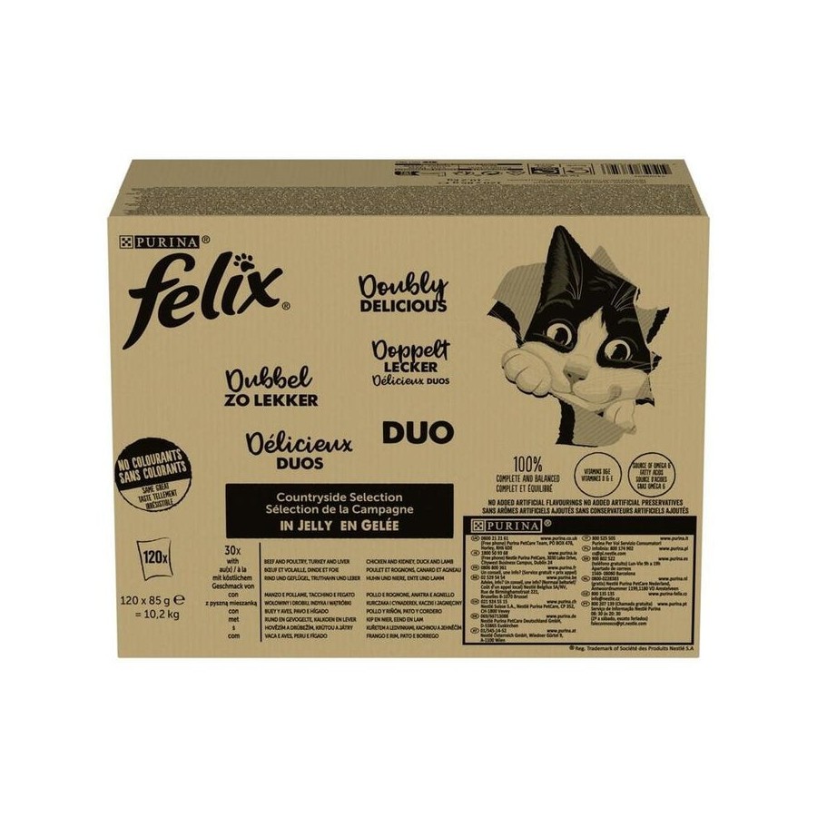 Comida húmeda para gatos purina felix fantastic duo mix countryside  120x85g