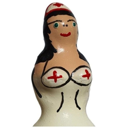 Condomerie - preservativo decorativo pintado a mano enfermera negra