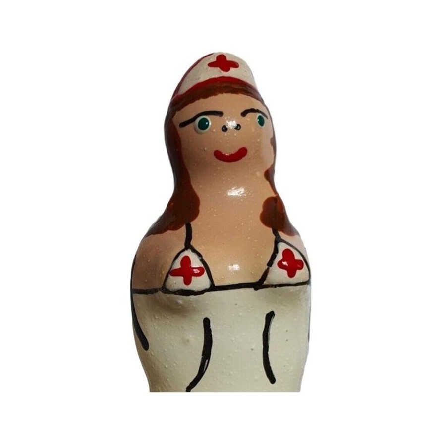 Condomerie - preservativo decorativo pintado a mano enfermera morena