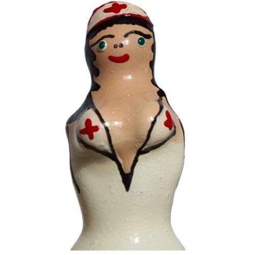 Condomerie - preservativo decorativo pintado a mano enfermera rubia