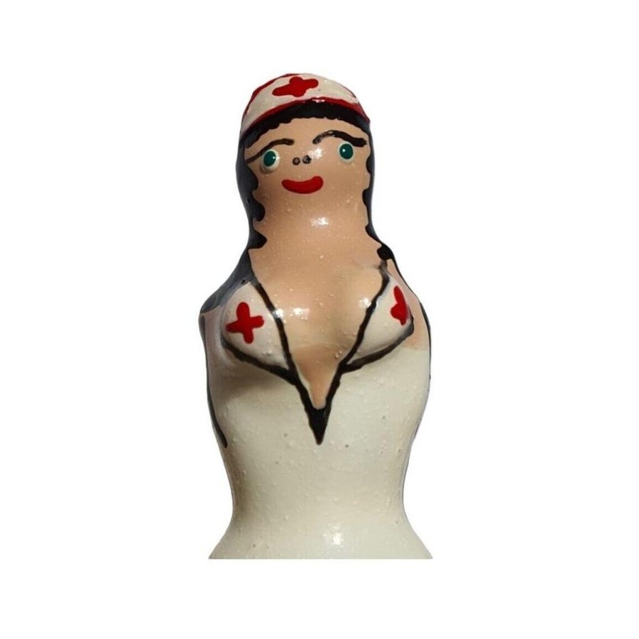Condomerie - preservativo decorativo pintado a mano enfermera rubia