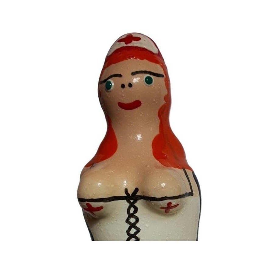 Condomerie - preservativo decorativo pintado a mano enfermera pelirroja