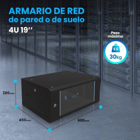 Armario rack extralink ex.2886 (178 mm / 600 mm / 450 mm, colgante 19 '' negro