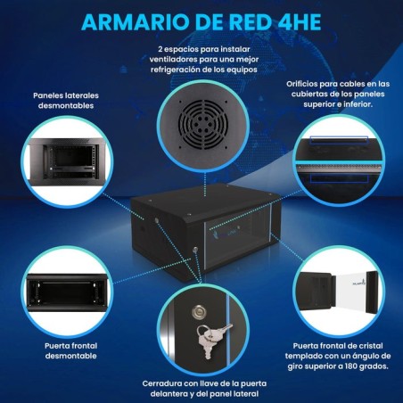 Armario rack extralink ex.2886 (178 mm / 600 mm / 450 mm, colgante 19 '' negro