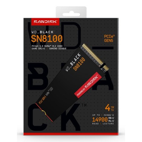 Disco ssd western digital black sn8100 4 tb m.2 pci express 5.0 nvme tlc 3d nand wds400t1x0m