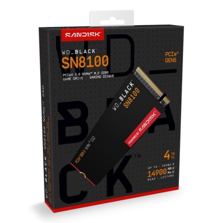 Disco ssd western digital black sn8100 4 tb m.2 pci express 5.0 nvme tlc 3d nand wds400t1x0m