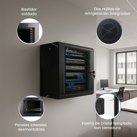 Extralink 6u 600x450 wall-mounted rackmount cabinet