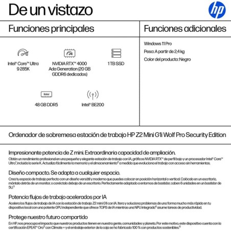 Workstation hp z2 mini g1i desktop pc wolf pro security edition windows 11 pro mini pc puesto de trabajo negro