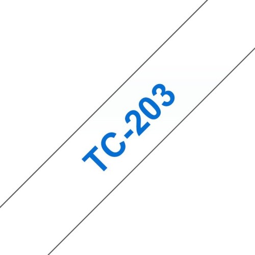 Brother tc-203 cinta para impresora de etiquetas azul sobre blanco tc203