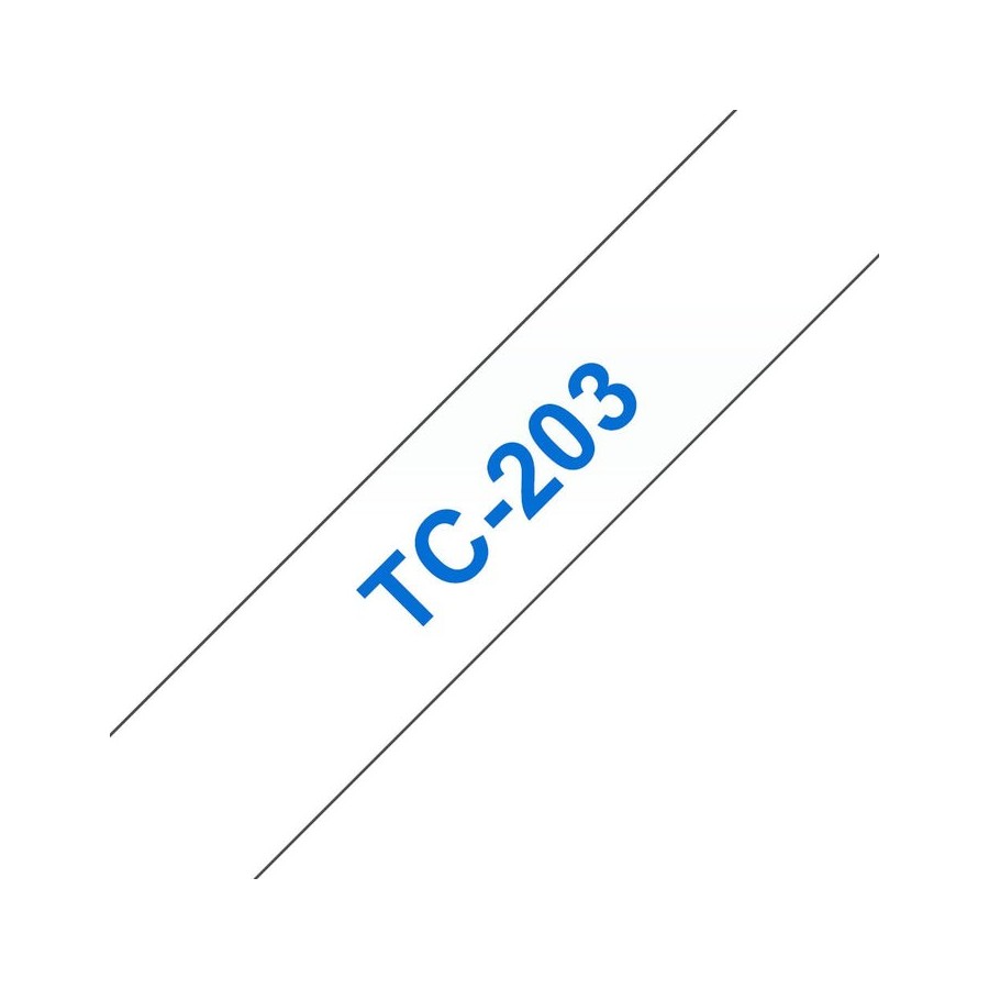Brother tc-203 cinta para impresora de etiquetas azul sobre blanco tc203
