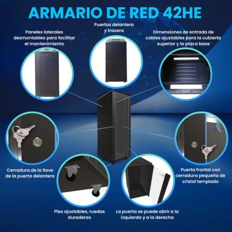Extralink - 19 armario de pie 42u 600x1000 negro, paquete plano
