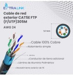 Extralink bobina cable de red cat5e ftp v2 outdoor twisted pair skretka 305m