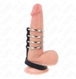 Kink - 4 anillos pene metal 3.8 cm conectados con correa de cuero 22 x 1.5 cm y cierre a presión