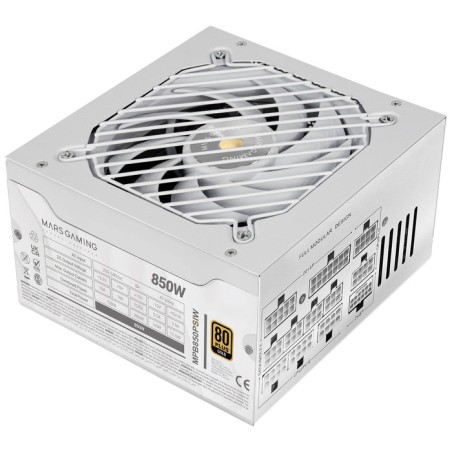 Fuente de alimentacion mars gaming 850w modular atx 3.1 80+ gold 140mm silent blanco