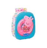 Safta peppa pig mochila 3d - asa de mano - portabotellas lateral - 27x33x10cm - azul/rosa