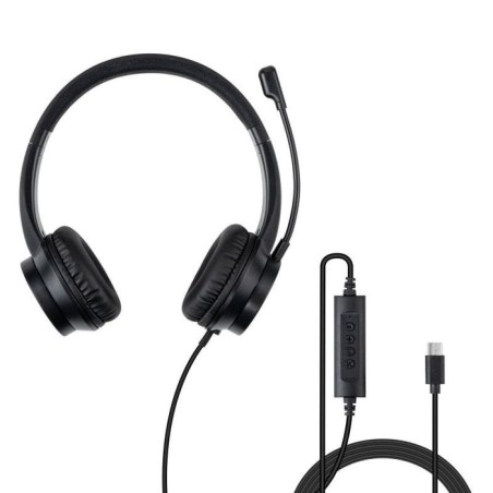Auriculares lindy 20439  alámbrico  usb tipo c negro