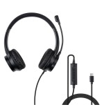 Auriculares lindy 20439  alámbrico  usb tipo c negro