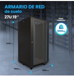 Extralink - armario de pie de 19 "27u 600x1000 paquete plano negro