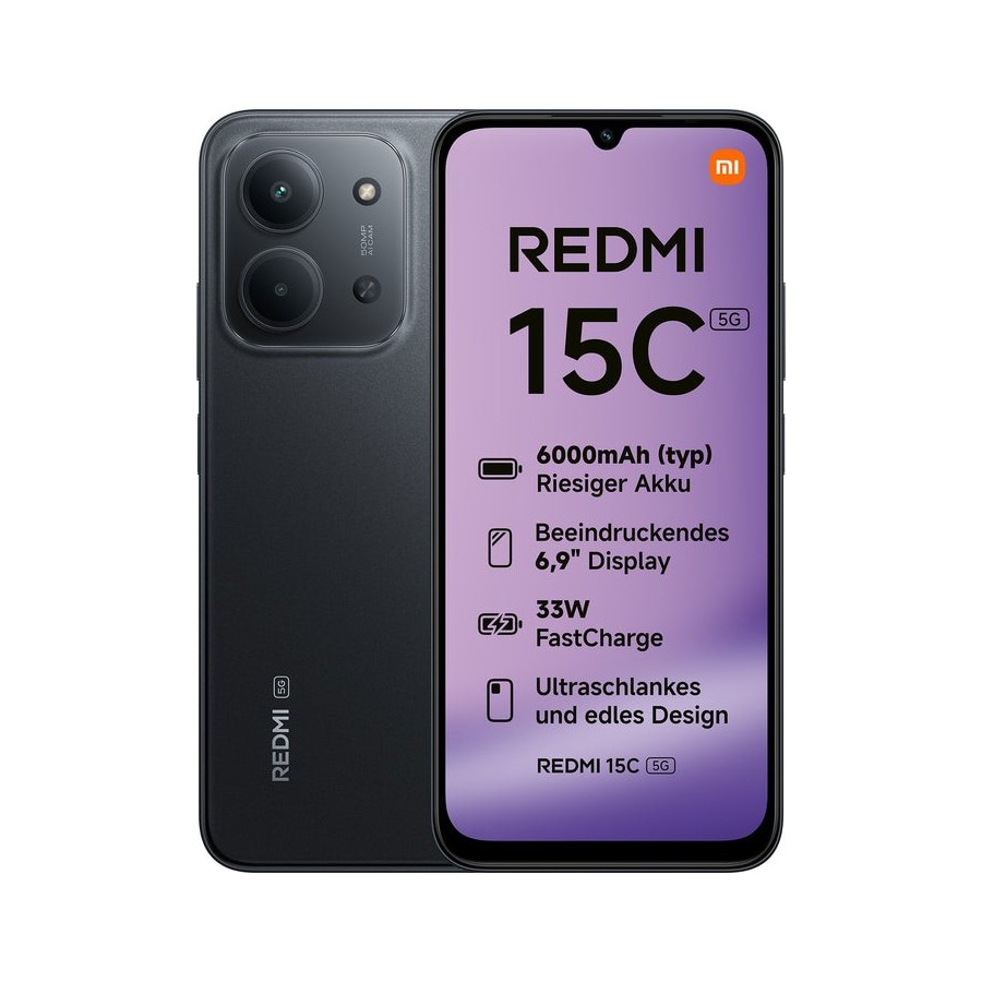 Xiaomi redmi 15c 5g dual sim 4gb ram 128gb - midnight black