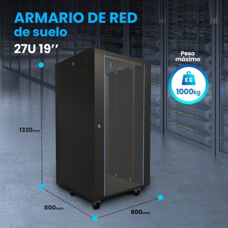 Armario rack de pie extralink 27u 600x800 negro