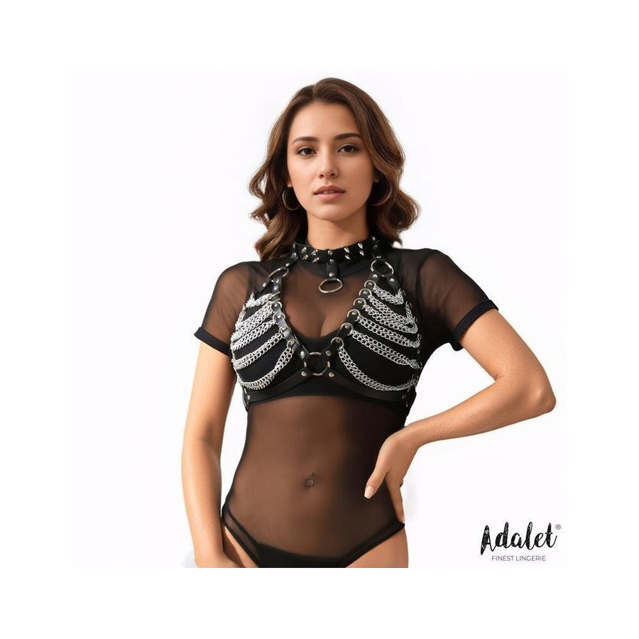 Zaira sujetador cuero vegano con cadenas talla única