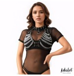 Zaira sujetador cuero vegano con cadenas talla única