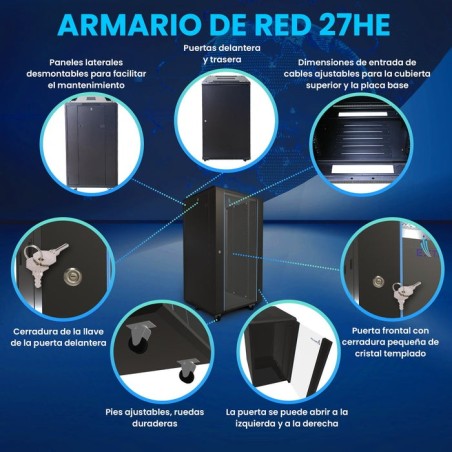 Armario rack de pie extralink 27u 600x800 negro