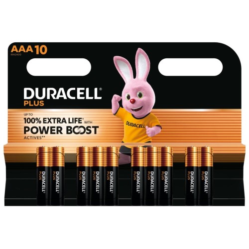 Pack de 10 pilas aaa duracell plus power boost dpblr3b10 1.5v alcalinas