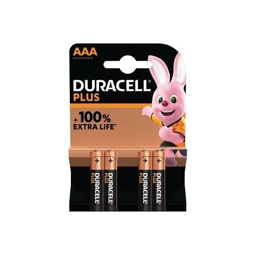 Pack de 4 pilas aaa duracell plus power boost dpblr3b4 1.5v alcalinas